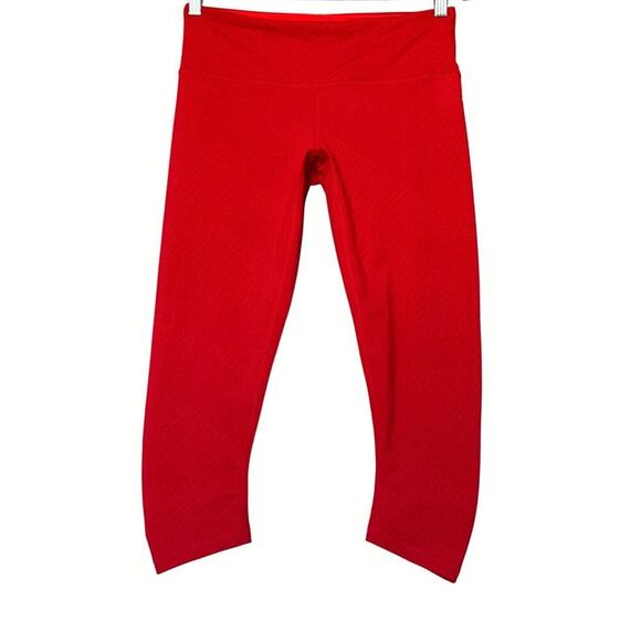 Prana Red Crop Capri Misty Ruched Leggings Pants Womens M Yoga Gym EUC - Picture 3 of 11